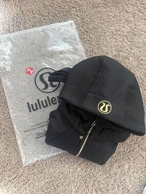 lululemon athletica Black Hoodie with Gold Logo Detail